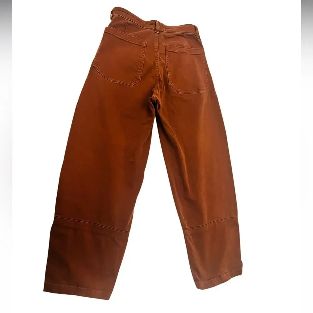 EVERLANE THE UTILITY BARREL PANT BROWN ORGANIC COTTON SIZE 00 - Picture 11 of 12